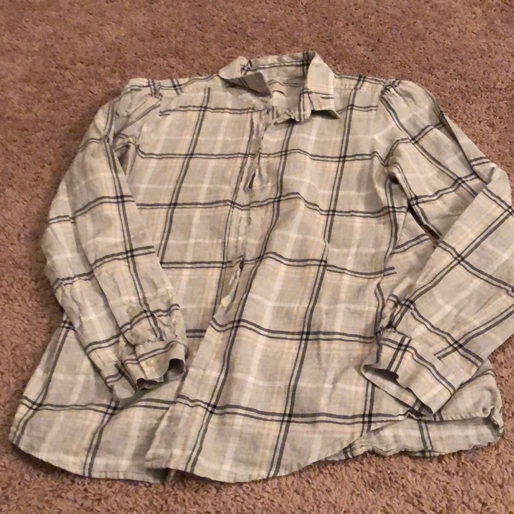 Plaid button front top